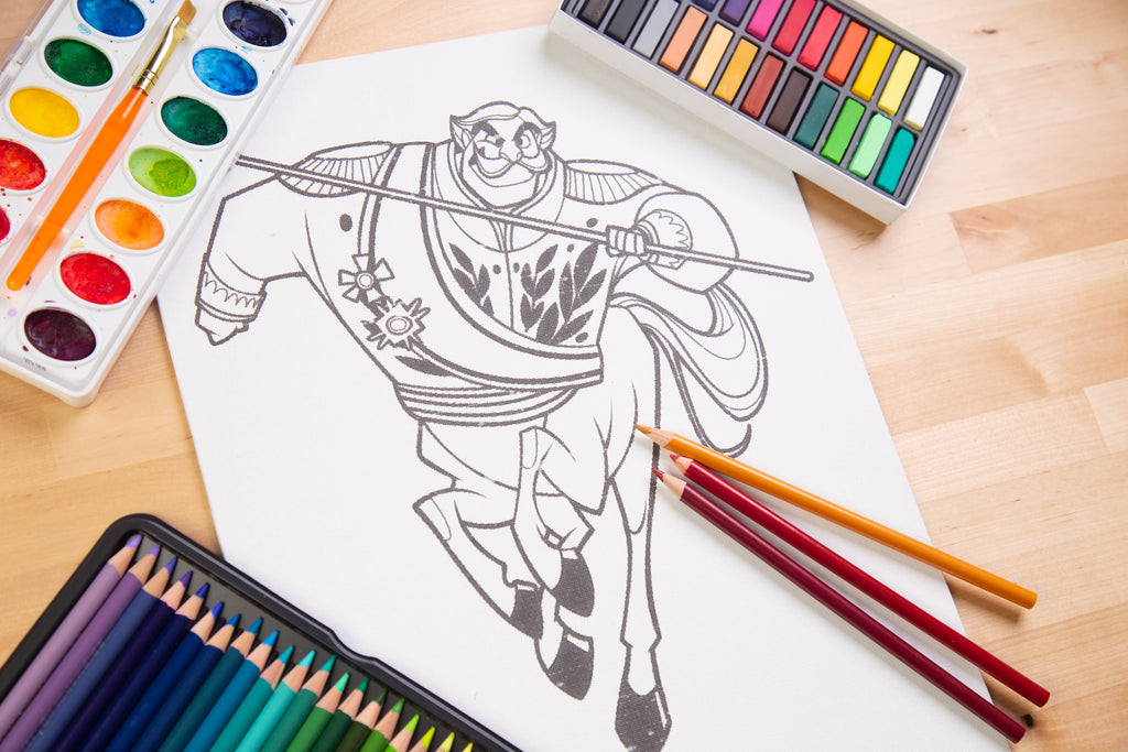 Superheroes coloring canvas + Watercolor Paint Pack